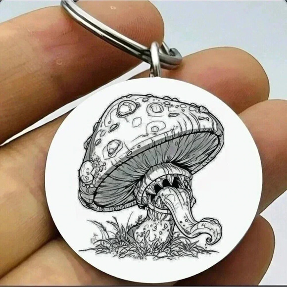Muhroom Art Horror Scary Monster Keychain - Picture 1 of 1